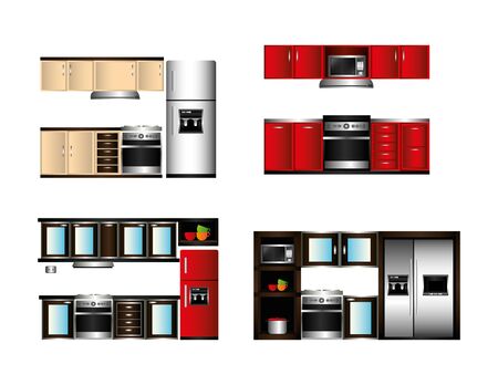 integral kitchen front scenes icons vector illustration designのイラスト素材