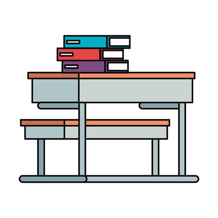 pile text books in school desk vector illustration designのイラスト素材