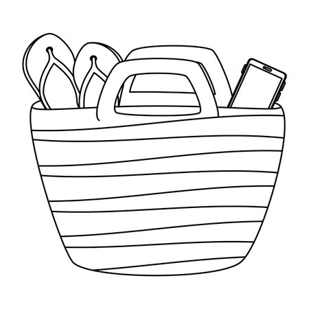 beach bag summer with flip flops and smartphone vector illustration designのイラスト素材
