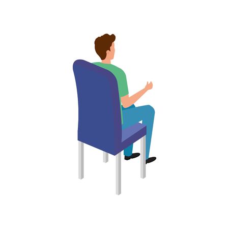 beautiful man sitting in chair avatar character vector illustration designのイラスト素材