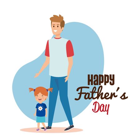 happy man with his daughter to fathers day vector illustrationのイラスト素材
