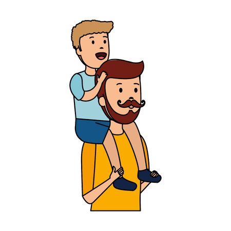 young father with son characters vector illustration designのイラスト素材