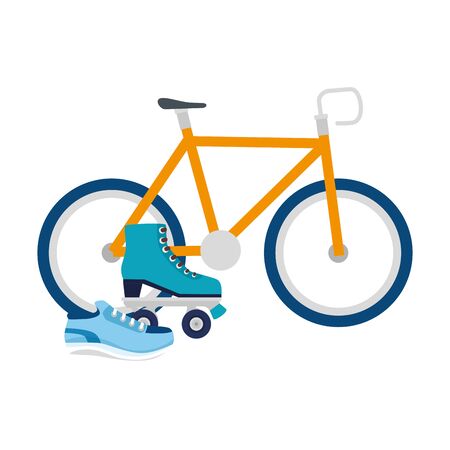 bike roller and shoe design, Vehicle bicycle cycle healthy lifestyle sport and transportation theme Vector illustrationのイラスト素材