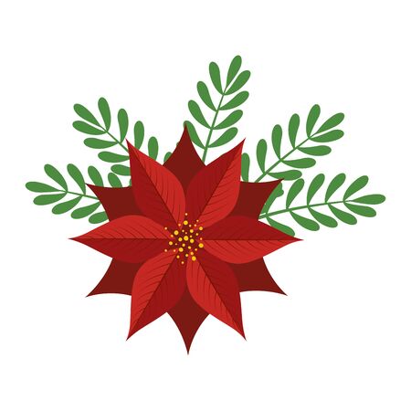 flower christmas decorative with leafs vector illustration designのイラスト素材
