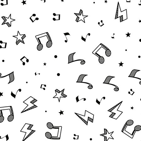 music notes and stars pattern background vector illustration designのイラスト素材
