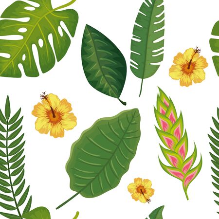 background of flower heliconia with leafs tropicals vector illustration designのイラスト素材