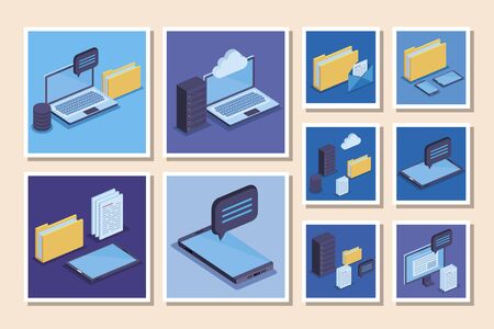 bundle of social media icons vector illustration designのイラスト素材