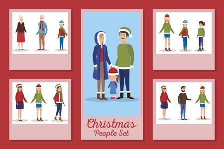designs of christmas people set vector illustration designのイラスト素材