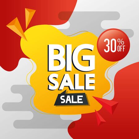 commercial label with big sale lettering vector illustration designのイラスト素材