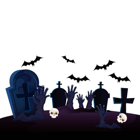 hands of zombie for halloween in cemetery vector illustration designのイラスト素材