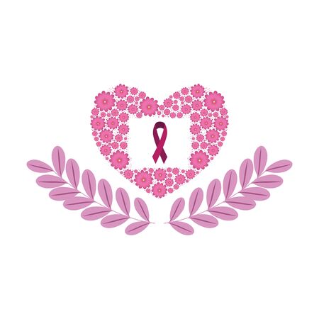 heart with flowers of the fight cancer against breast vector illustration designのイラスト素材