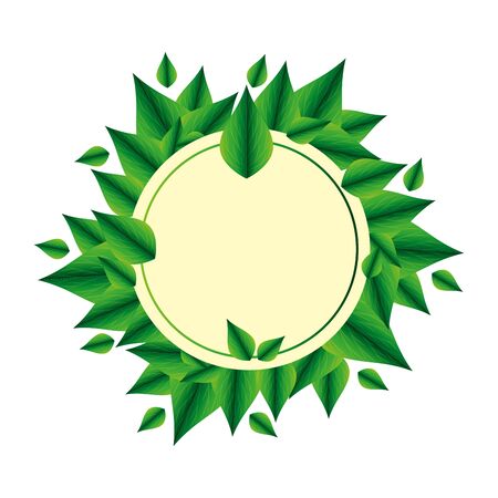 ecology leafs plant circular frame vector illustration designのイラスト素材