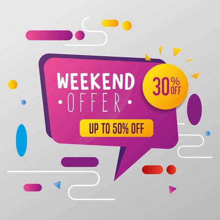 commercial label with weekend offer lettering vector illustration designのイラスト素材