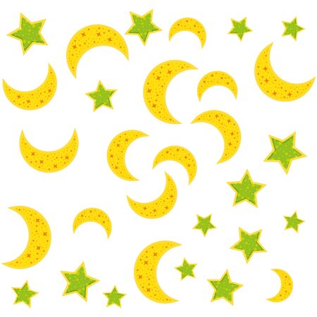 cute moons and stars pattern background vector illustration designのイラスト素材