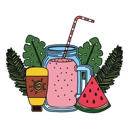 juice watermelon fruit jar with blocker solar vector illustration designのイラスト素材