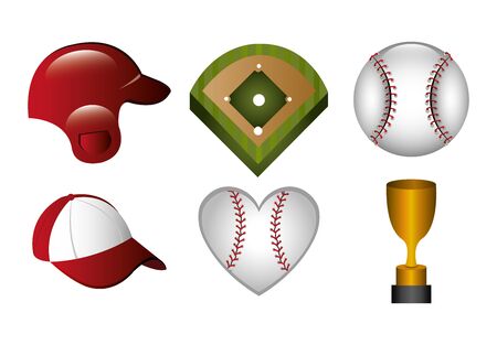 bundle of baseball and icons vector illustration designのイラスト素材