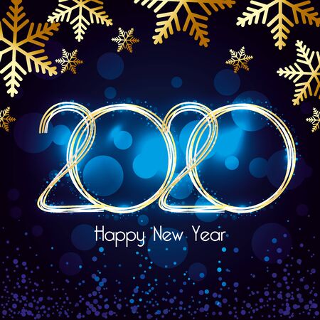Happy new year 2020 design, Welcome celebrate greeting card happy decorative and celebration theme Vector illustrationのイラスト素材