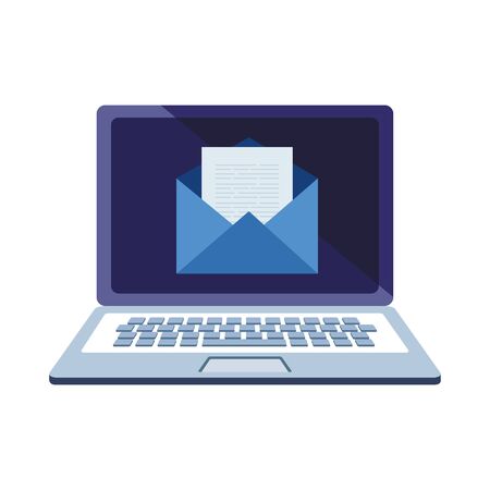 Laptop and envelope design, Digital technology communication social media internet web and wireless theme Vector illustrationのイラスト素材