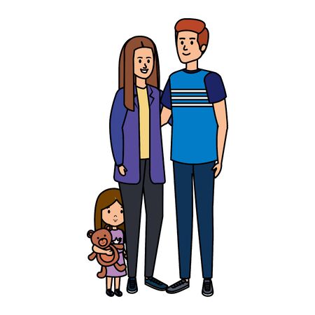 parents couple with daughter characters vector illustration designのイラスト素材