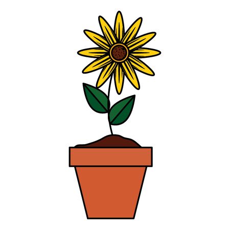 sunflower in pot icon vector illustration designのイラスト素材