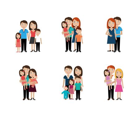 bundle of family members avatar character vector illustration designのイラスト素材
