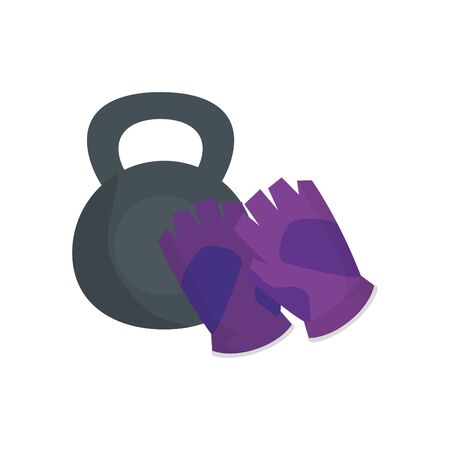 fingerless glove sport with dumbbell equipment vector illustration designのイラスト素材