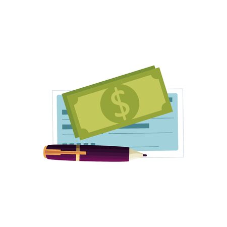 bill money with pen and check isolated icon vector illustration designのイラスト素材