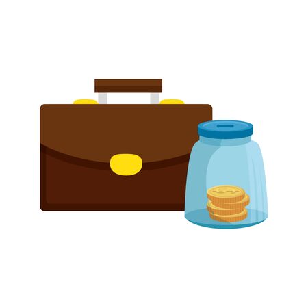 briefcase business with money box isolated icon vector illustration designのイラスト素材