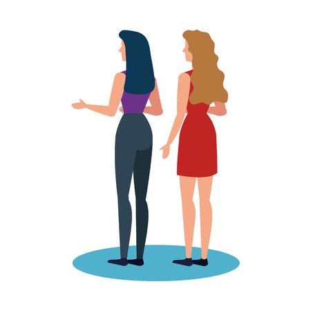 Avatar women design, Girls females person people human and social media theme Vector illustrationのイラスト素材