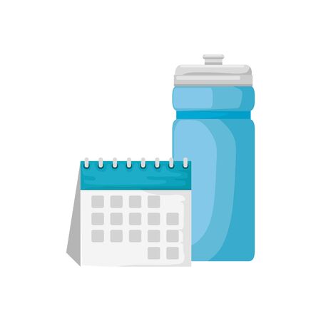 Water bottle and calendar design, Healthy lifestyle gym fitness bodybuilding bodycare activity exercise and diet theme Vector illustrationのイラスト素材