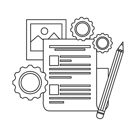 gear machine settings with document file vector illustration designのイラスト素材