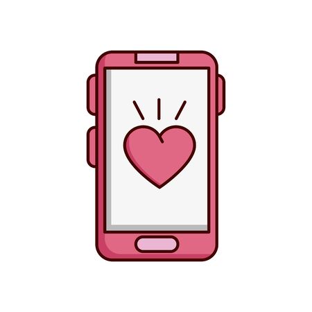 valentines day smartphone with heart isolated icon vector illustration designのイラスト素材