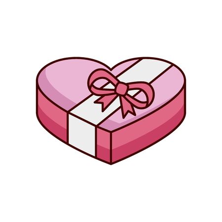 gift box present in heart shape isolated icon vector illustration designのイラスト素材