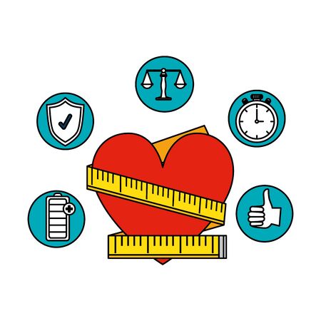 heart with tape measure vector illustration designのイラスト素材