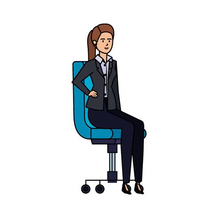 elegant businesswoman sitting in office chair vector illustration designのイラスト素材