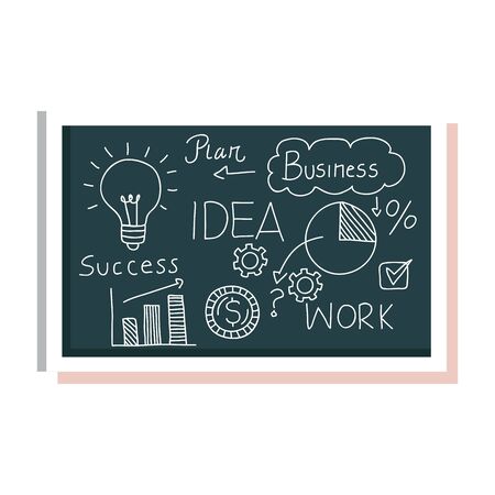 chalkboard with business plan graphics vector illustration designのイラスト素材