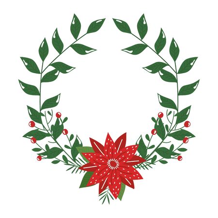 crown decorative christmas with flower and leafs vector illustration designのイラスト素材