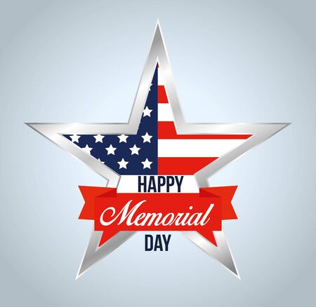 usa star flag with ribbon decoration vector illustrationのイラスト素材