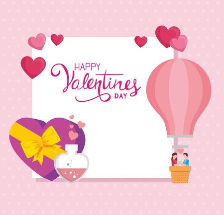 happy valentines day card with decoration vector illustration designのイラスト素材