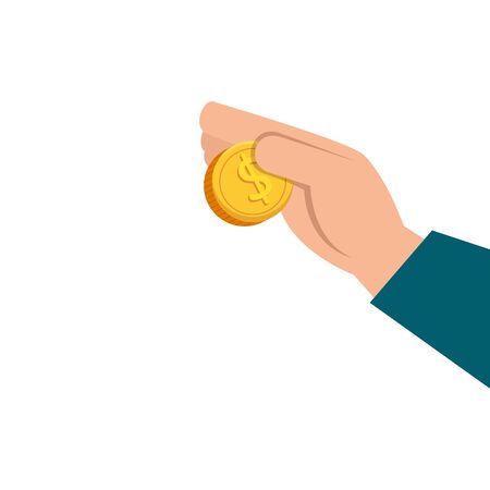 hand with coin money isolated icon vector illustration designのイラスト素材