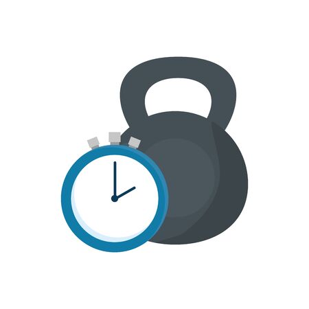 dumbbell equipment gym with chronometer vector illustration designのイラスト素材