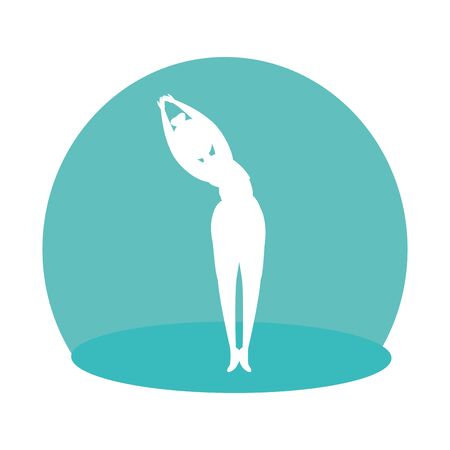 silhouette of woman practicing pilates position vector illustration designのイラスト素材