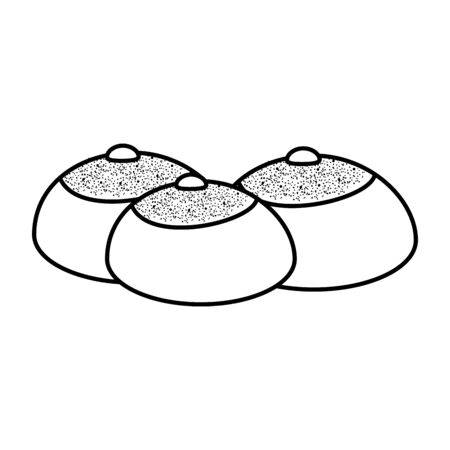 set of delicious round breads line style icon vector illustration designのイラスト素材