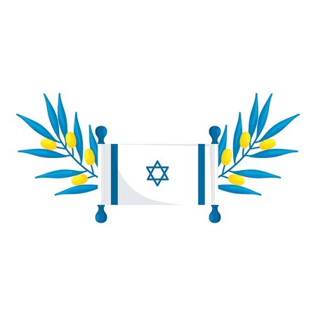 flag israel with branches and leafs isolated icon vector illustration designのイラスト素材