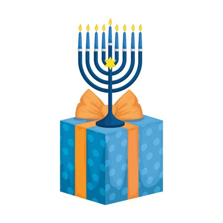chandelier with candles and gift box vector illustration designのイラスト素材
