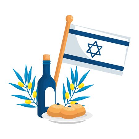 flag israel with wine and icons vector illustration designのイラスト素材