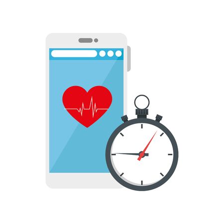 Heart rate and smartphone design, Healthy lifestyle gym fitness bodybuilding bodycare activity exercise and diet theme Vector illustrationのイラスト素材