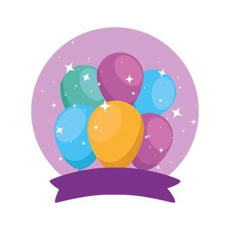 Balloons and ribbon design, Party happy birthday festival celebration holiday decoration enjoyment and entertainment theme Vector illustrationのイラスト素材