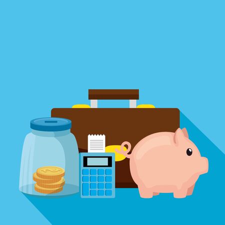 piggy bank with dataphone and business icons vector illustration designのイラスト素材