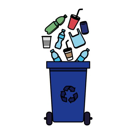 recycle waste with plastic products vector illustration designのイラスト素材